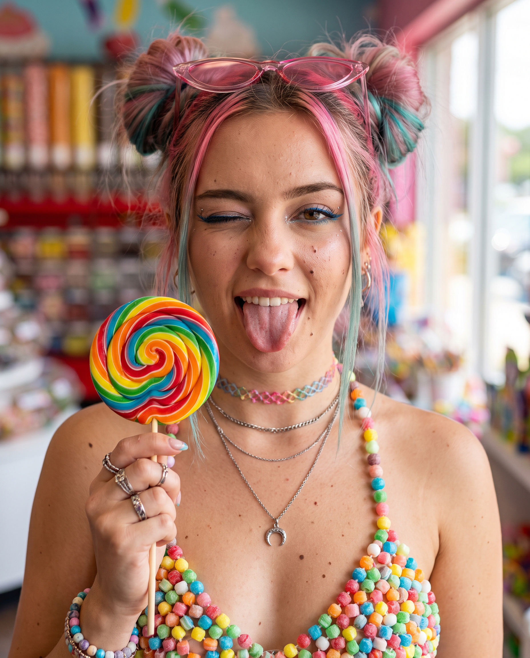 Candy Riot, a colorful and playful adult AI character